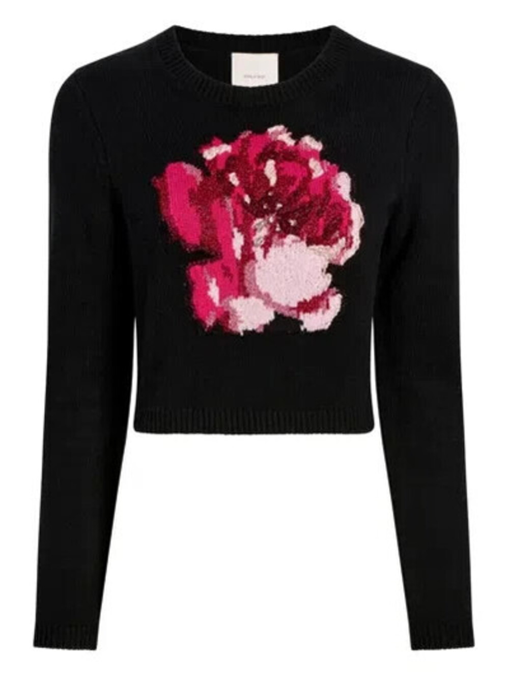NEW, Cinq A Sept Heritage Rose Issa Wool Blend Crop Sweater Black Sz S #S7726